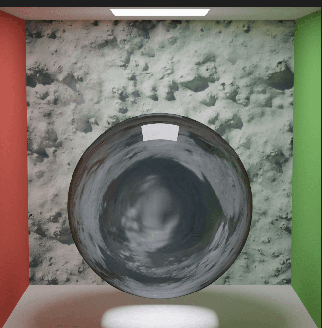 A reflective sphere inside an environment-lit Cornell box