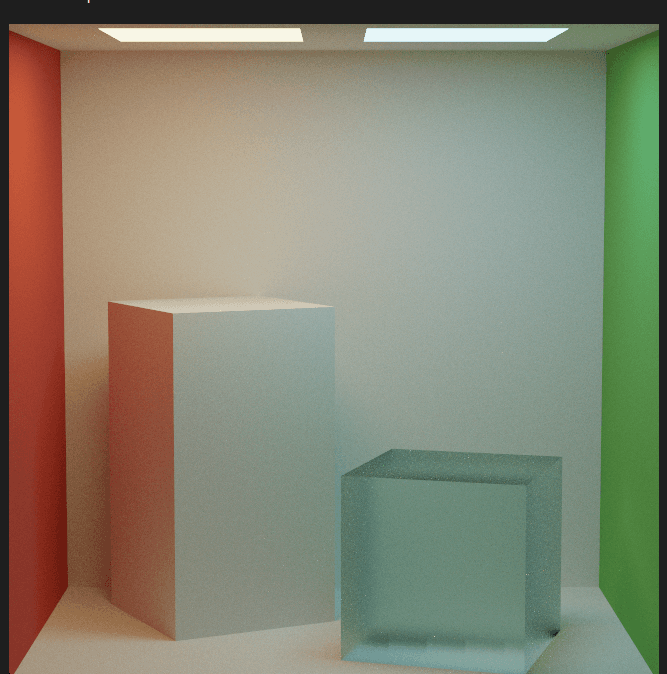 A transmissive box in a Cornell scene