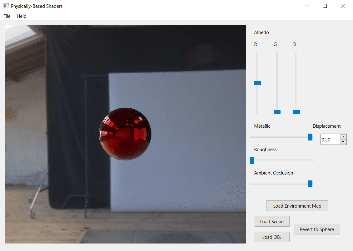 A smooth metallic sphere rendered with a Cook-Torrance material